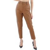 Lauren Ralph Lauren Womens Lambskin Leather Embossed Ankle Pants Brown 12
