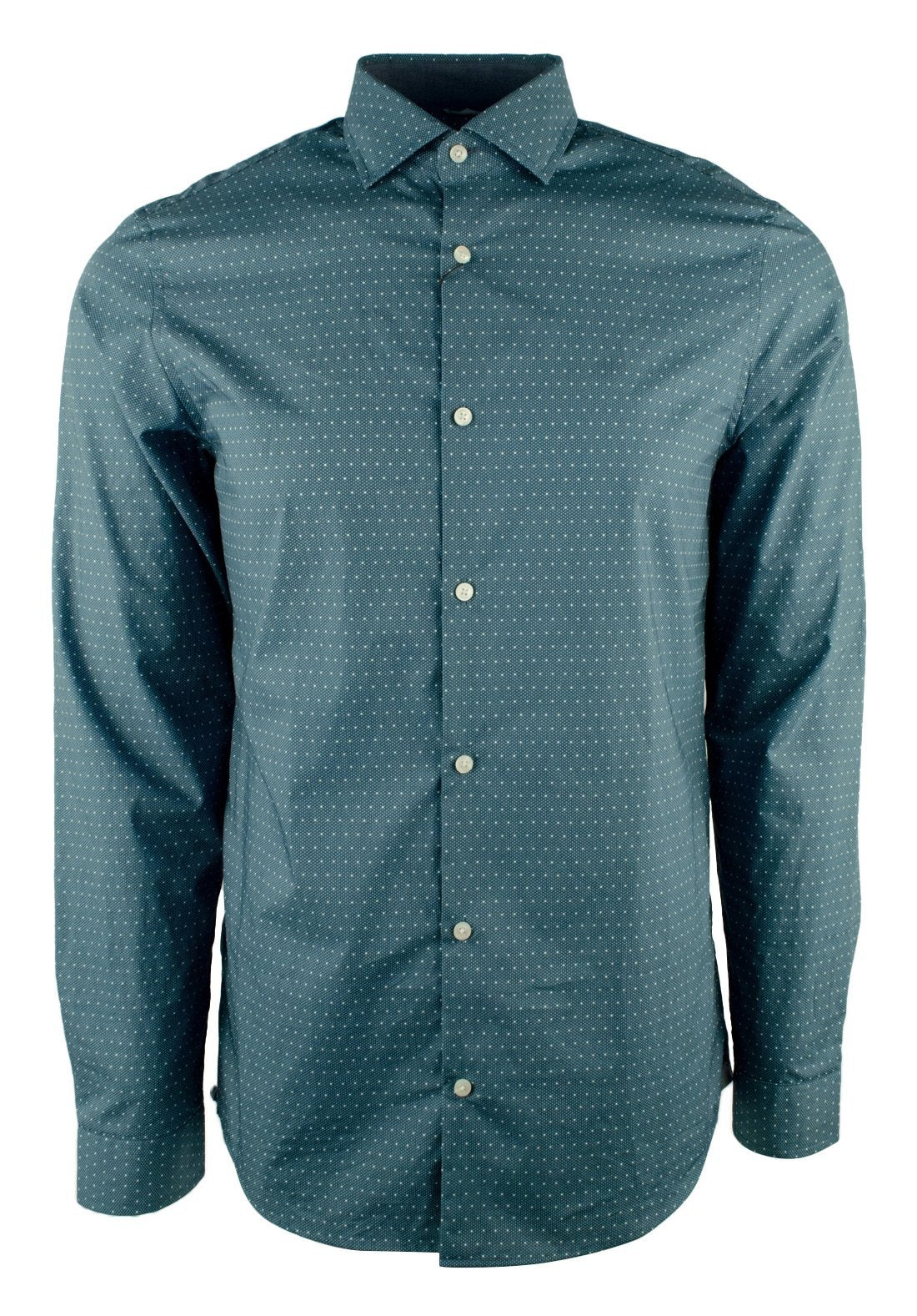 Men's Long Sleeve Dot Print Slim Fit Shirt-K-XL