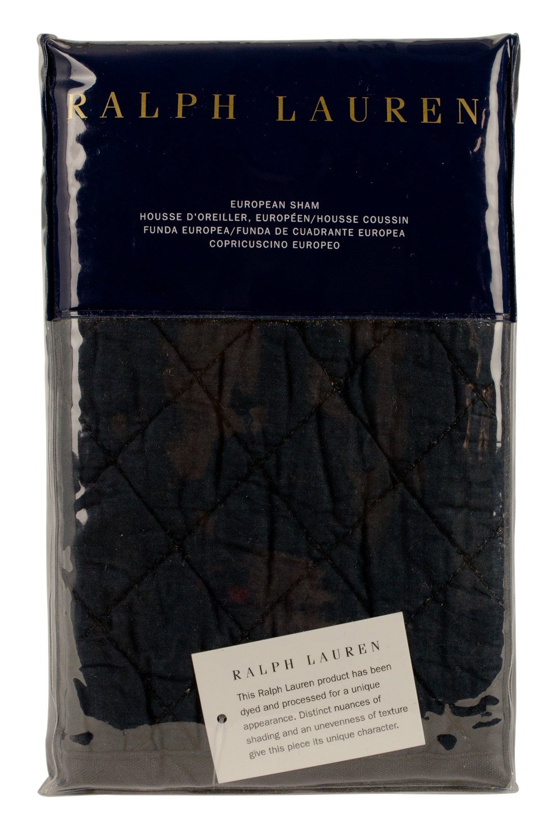 Ralph Lauren Home Journey's End Quilted Tait One Euro Sham Navy Blue 26 x 26 IN