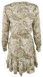Michael Kors Women's Long Sleeve Paisley Print V Neck Midi Dress