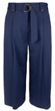 Ralph Lauren Women's Belted Pleated Ponte Cropped Pants XL Navy