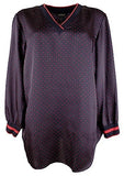 Active Women's Plus Size Polka Dot Print Top Blouse 1X Navy Multi