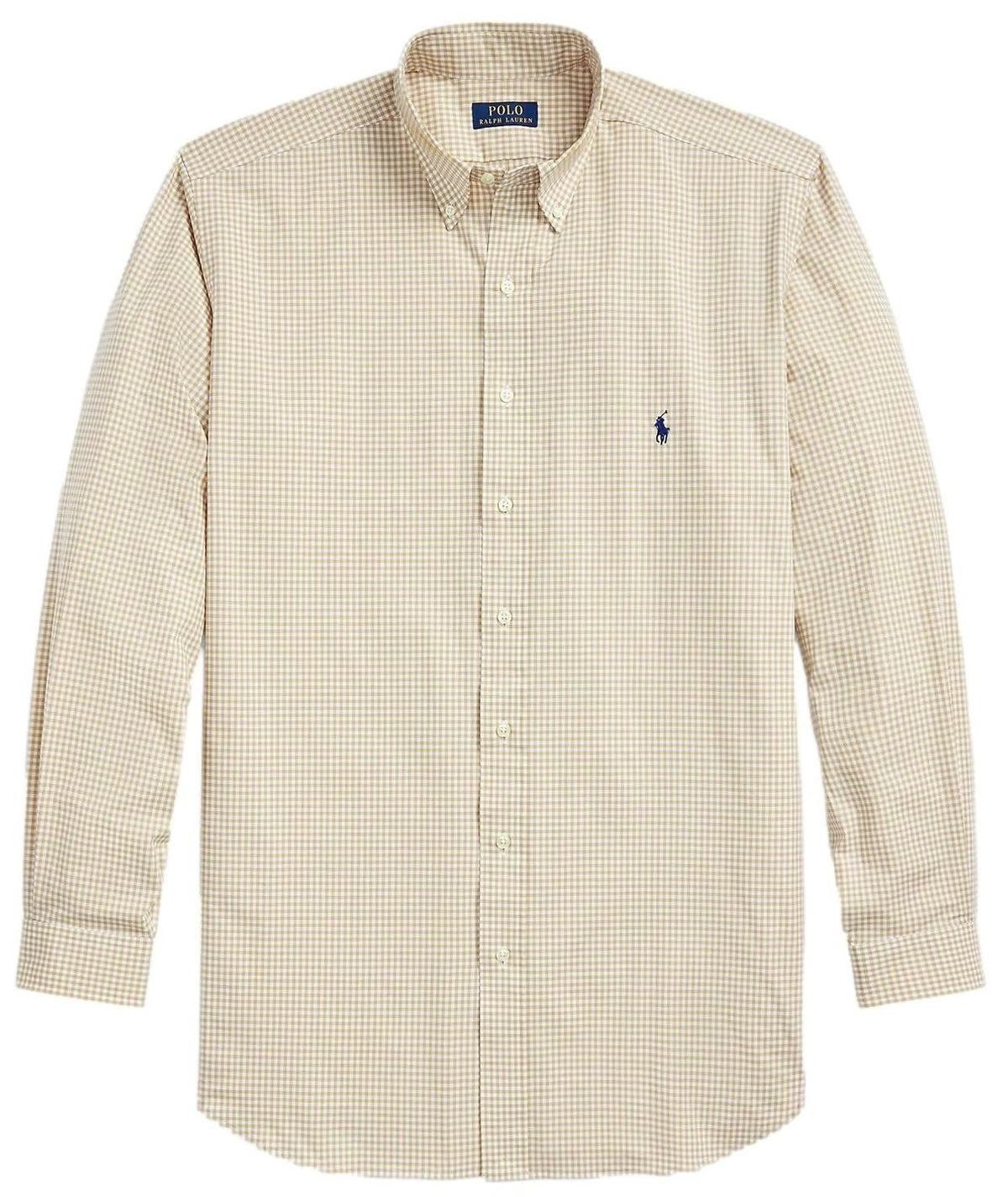 Polo Ralph Lauren Mens Big & Tall Solid Poplin Sport Shirt (3XB, CheckrdKhaki)
