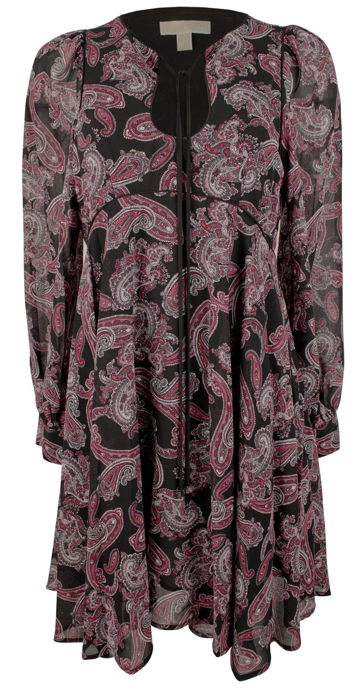 Michael Kors Women's Paisley Georgette Keyhole Neckline Dress Rp 4 Royal Pink