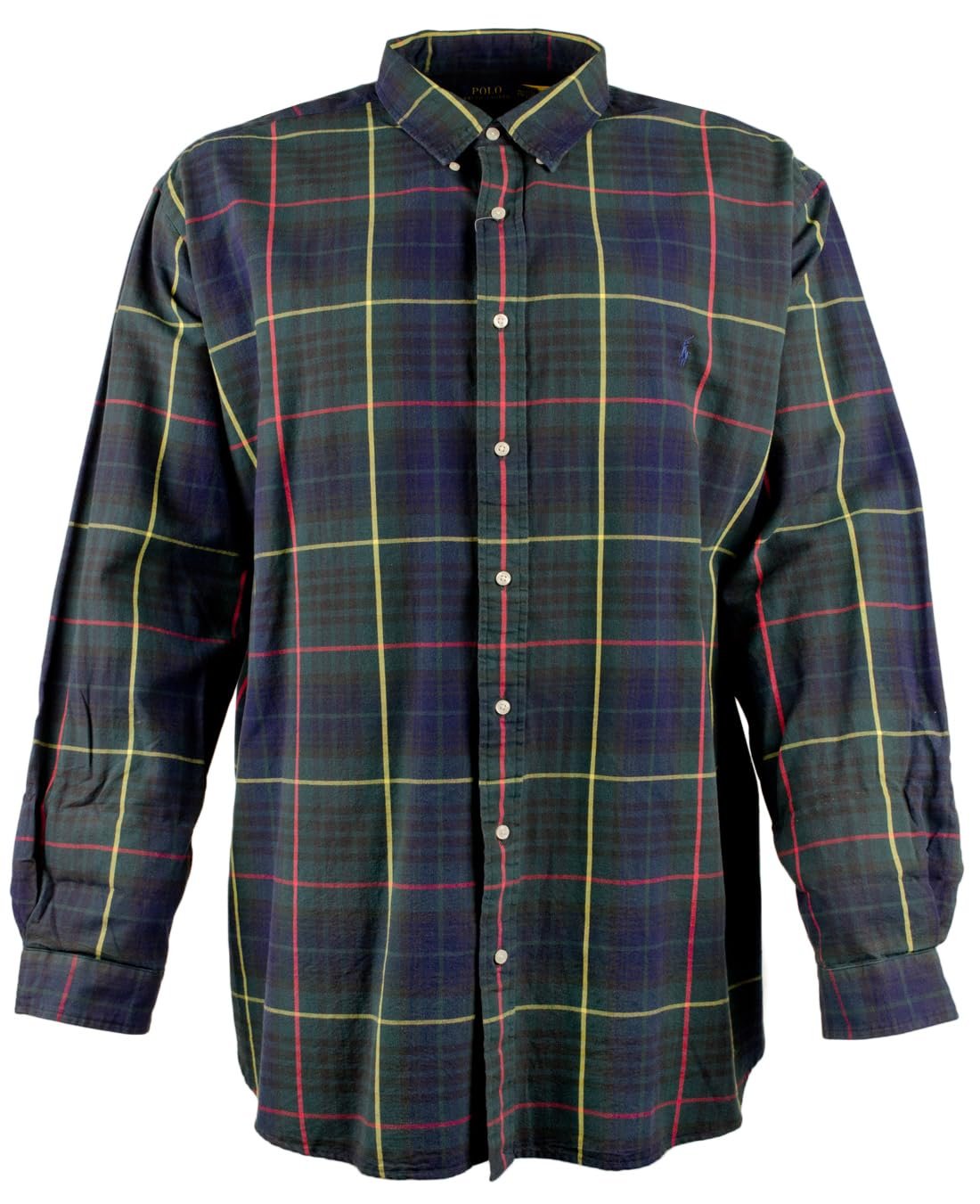 POLO RALPH LAUREN Men's Big & Tall Long Sleeve Plaid Oxford Shirt 4XLT Multi
