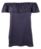 Women's Off-The-Shoulders Flounce Top-I-S True Navy