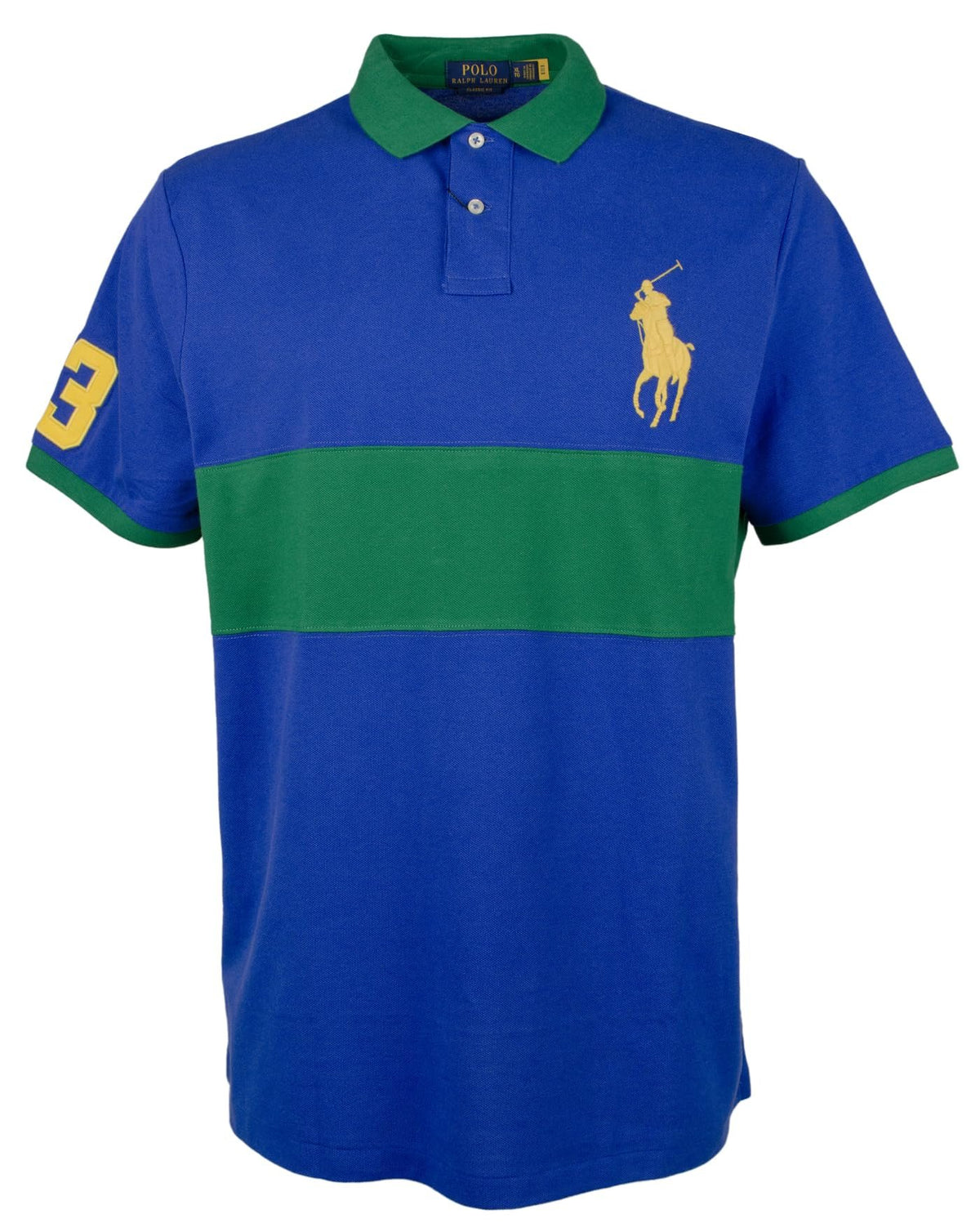 Men's Classic Fit Big Pony Mesh Short Sleeve Polo Shirt X-Large Blue/Green