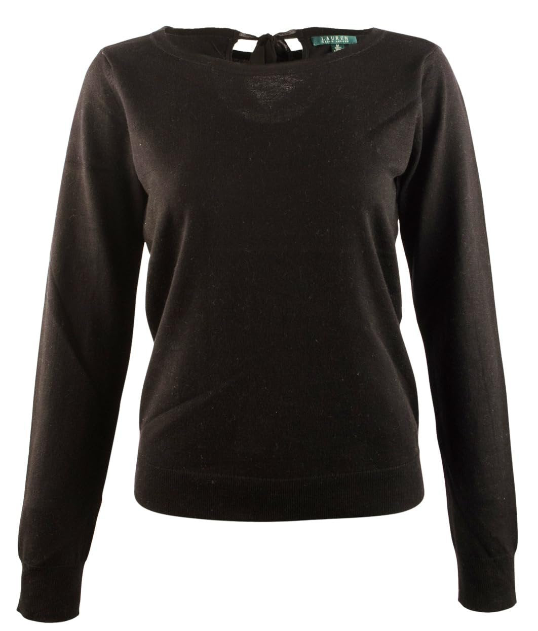 Women's Keyhole Tie-Back Sweater-B-M Black