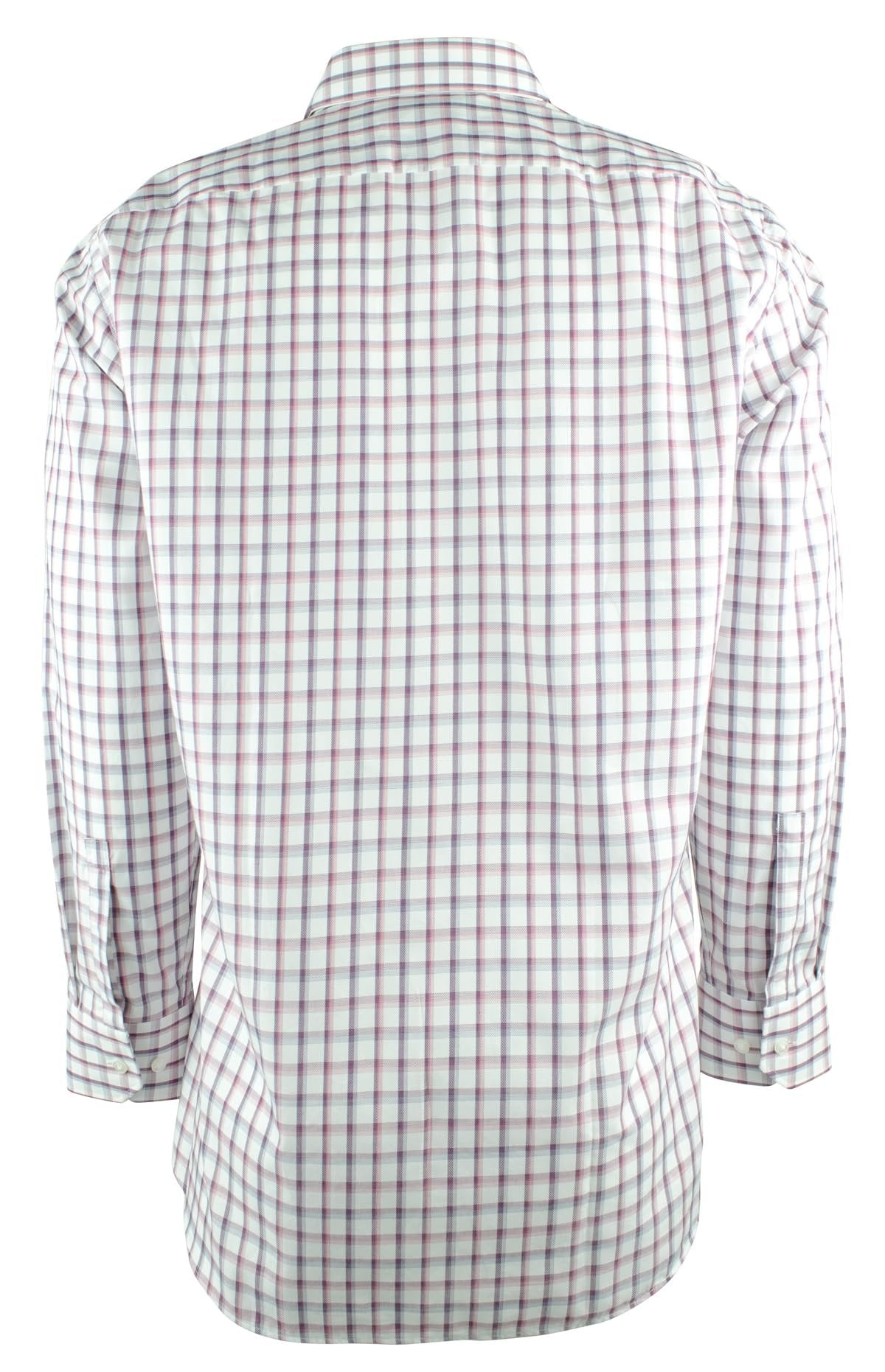 Hugo Boss Men's Regular Fit Check Long Sleeve Dress Shirt 17.5 (34/35) Dark Pink