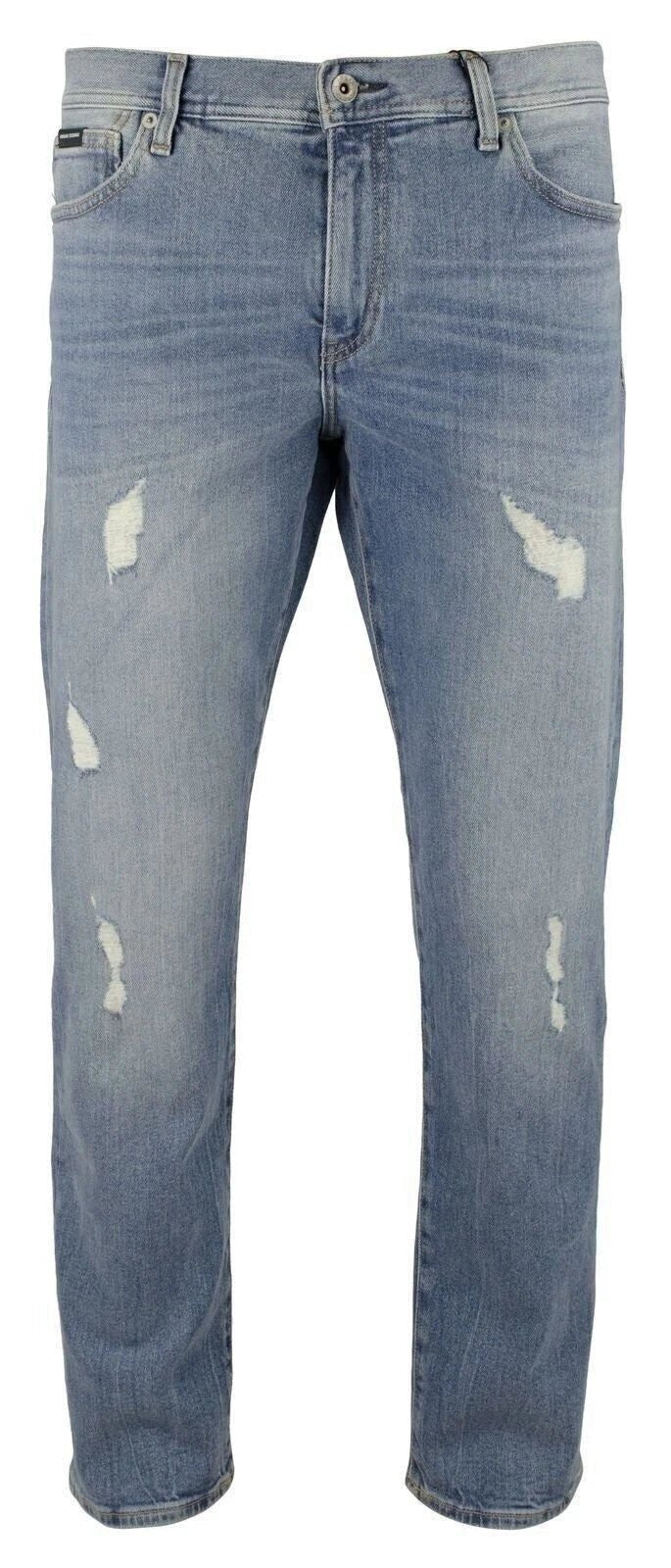 Armani Exhange Men's J16 Destroyed Straight Fit Jeans Washed Blue 38S