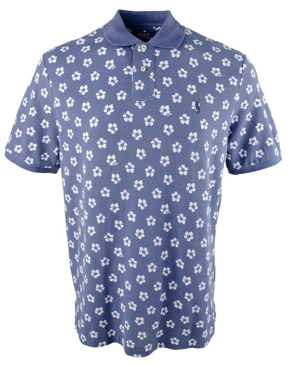 Men's Floral Hibiscus Print Classic Fit Polo Shirt X-Large