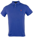 Polo Ralph Lauren Mens Custom Fit Mesh Polo Shirt (New Sapphire Blue Red Pony, Small)