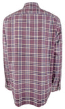 Men's Comfort Stretch Fit Plaid Long Sleeve Shirt W XL Wine