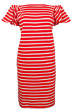 Lauren Ralph Lauren Women's Off Shoulder Striped Dress Red Large