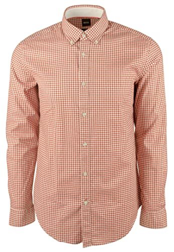 Hugo Boss Men's Rod Slim Fit Stretch Long Sleeves Shirt-DB-Large Dark Brown