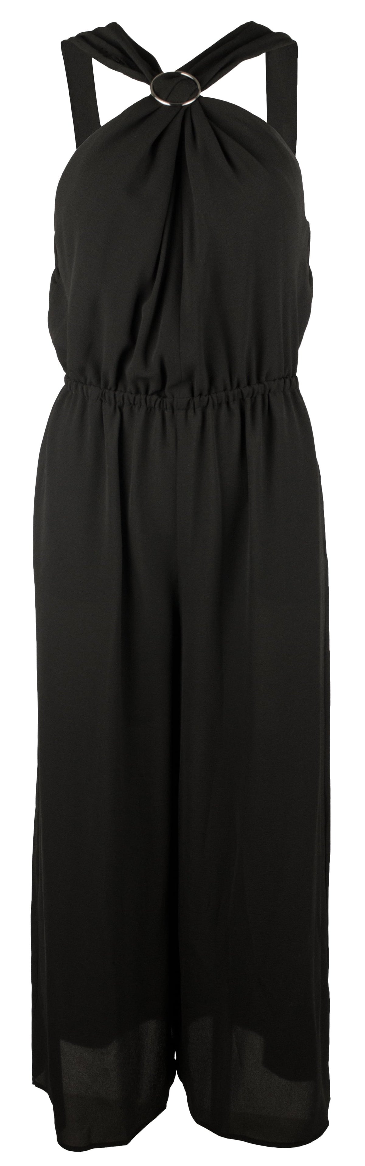 Women's Wide Leg Crop Jumpsuit-BLK-XL