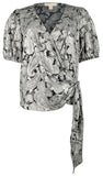 Michael Kors Plus Size Foil Paisley Wrap Top Bone 0X (12W)