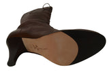 Daniblack Women's Lace Up Front Leather Boots Shoes Brown 8.5M New