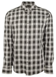 Michael Kors Men's Slim Fit Plaid Print Long Sleeves Shirt BLK Large