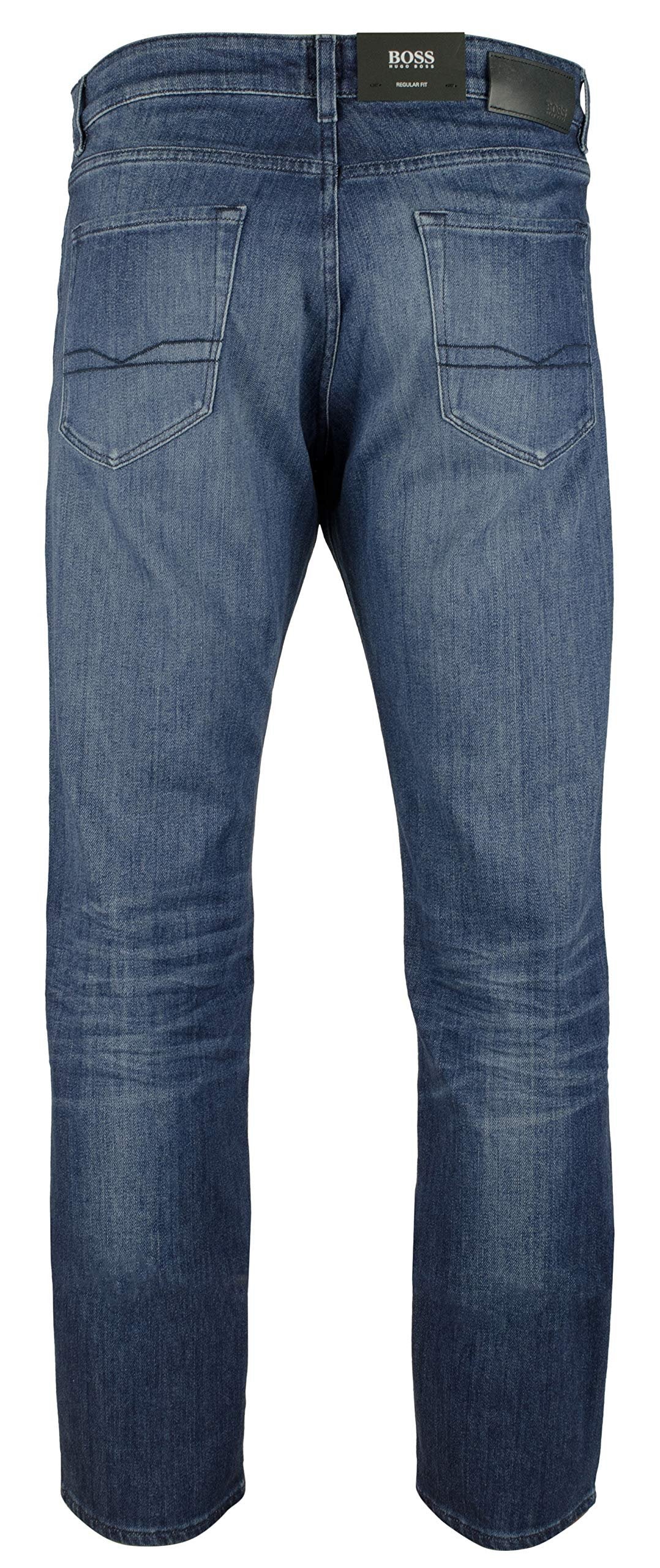 Hugo Boss Men's Maine Regular Fit Stretch Jeans-MB-32WX34L Medium Blue
