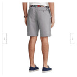Men's Stretch Classic Fit 9 Inch Flat Front Shorts Grey 40