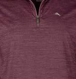 Jersey Tommy Bahama New Roger Point IslandZone con media cremallera para hombre, talla pequeña, color ron baya