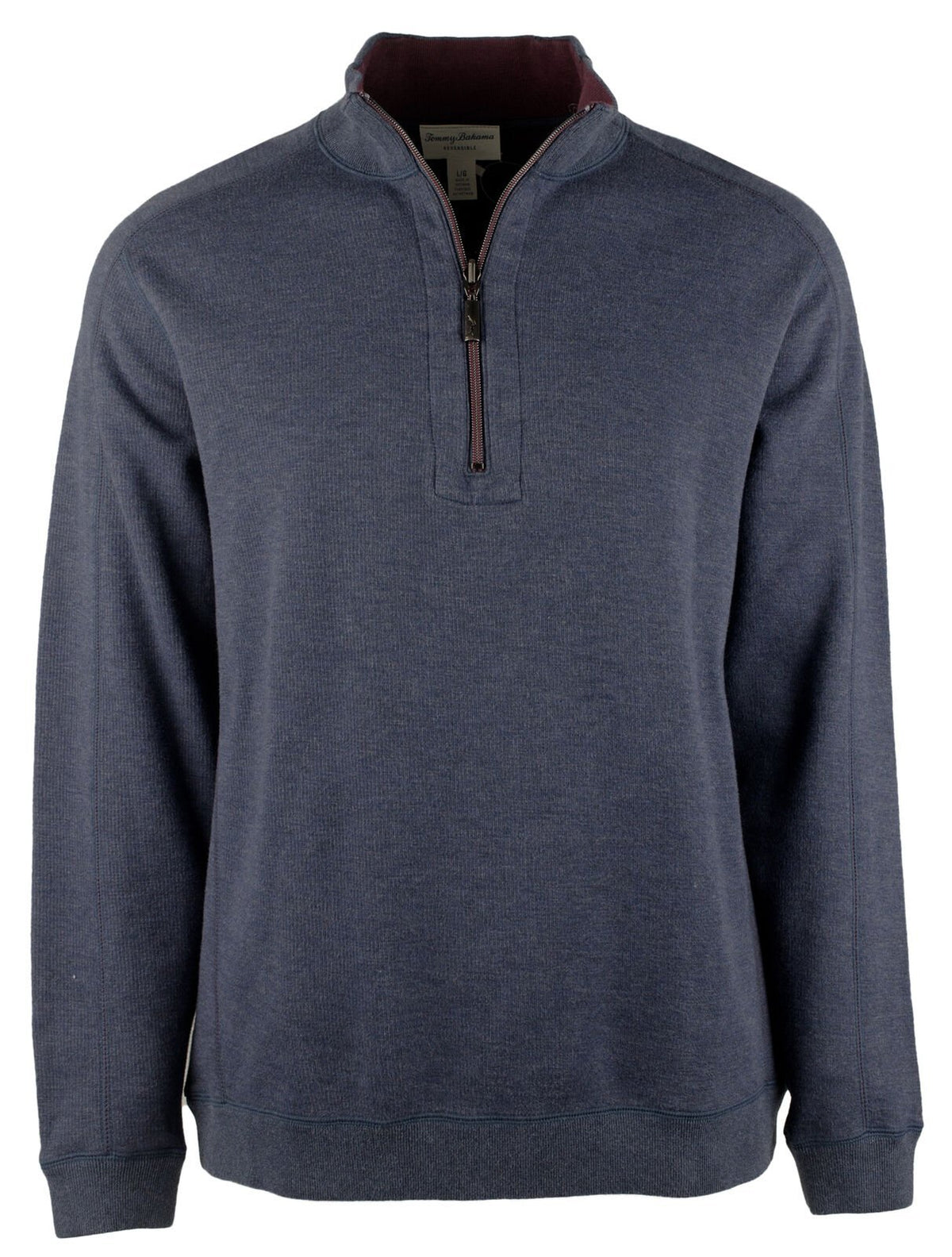 Tommy Bahama Erkek Yeni Flipsider Yarım Fermuarlı Çift Taraflı Sweatshirt Büyük