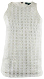 Women's Lace Front Sleeveless Blouse Tank Top-P-Large