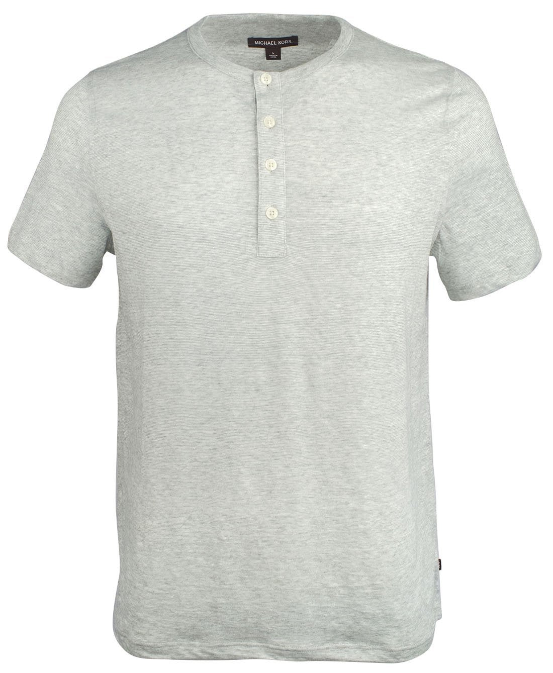 Michael Kors Men's Henley Short Sleeve Shirt-HG-XL Heather Grey