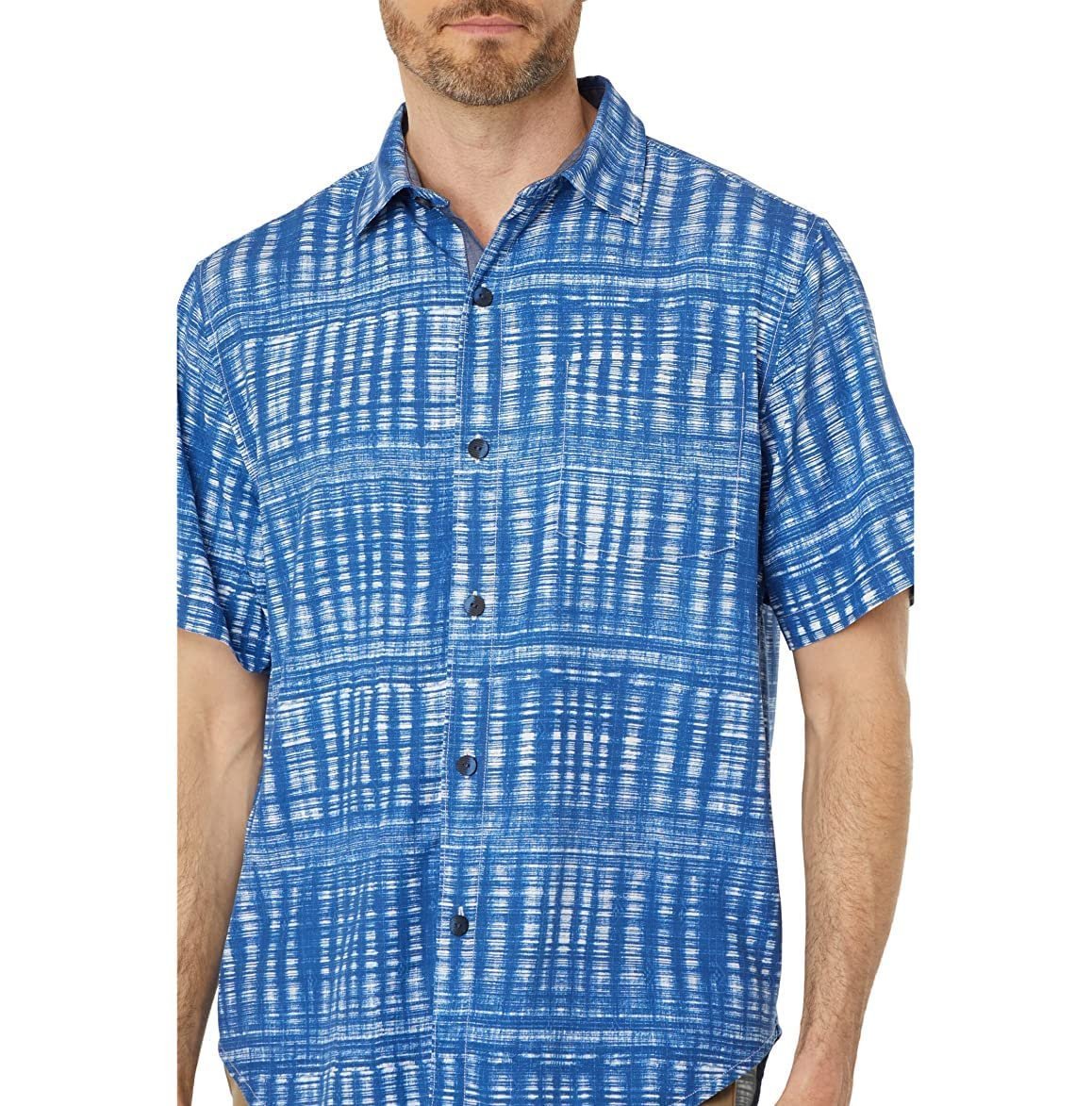 Tommy Bahama Men's Daybreak Batik Short Sleeve Shirt Navy Blue Small