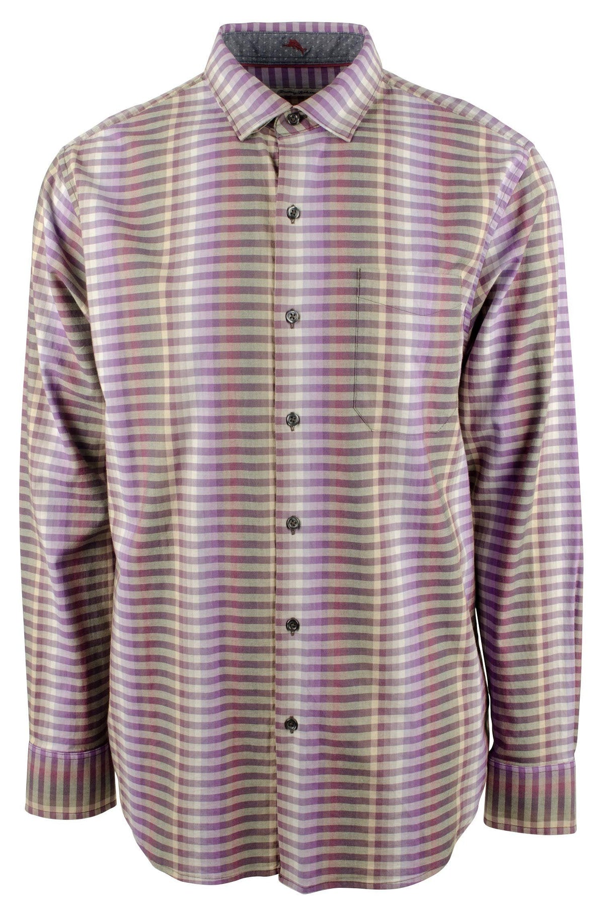 Tommy Bahama Men's Long Sleeve Surf Springs Stripe Camp Shirt Violet Dusk Medium