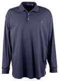 POLO RALPH LAUREN Men's Big & Tall Luxe Cotton Interlock Long Sleeve Polo Shirt Nvy 4XB