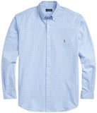 POLO RALPH LAUREN - Camisa Oxford clásica de manga larga para hombre, (Colección 2024) Cuadros Azul/Blanco, XX-Large alto