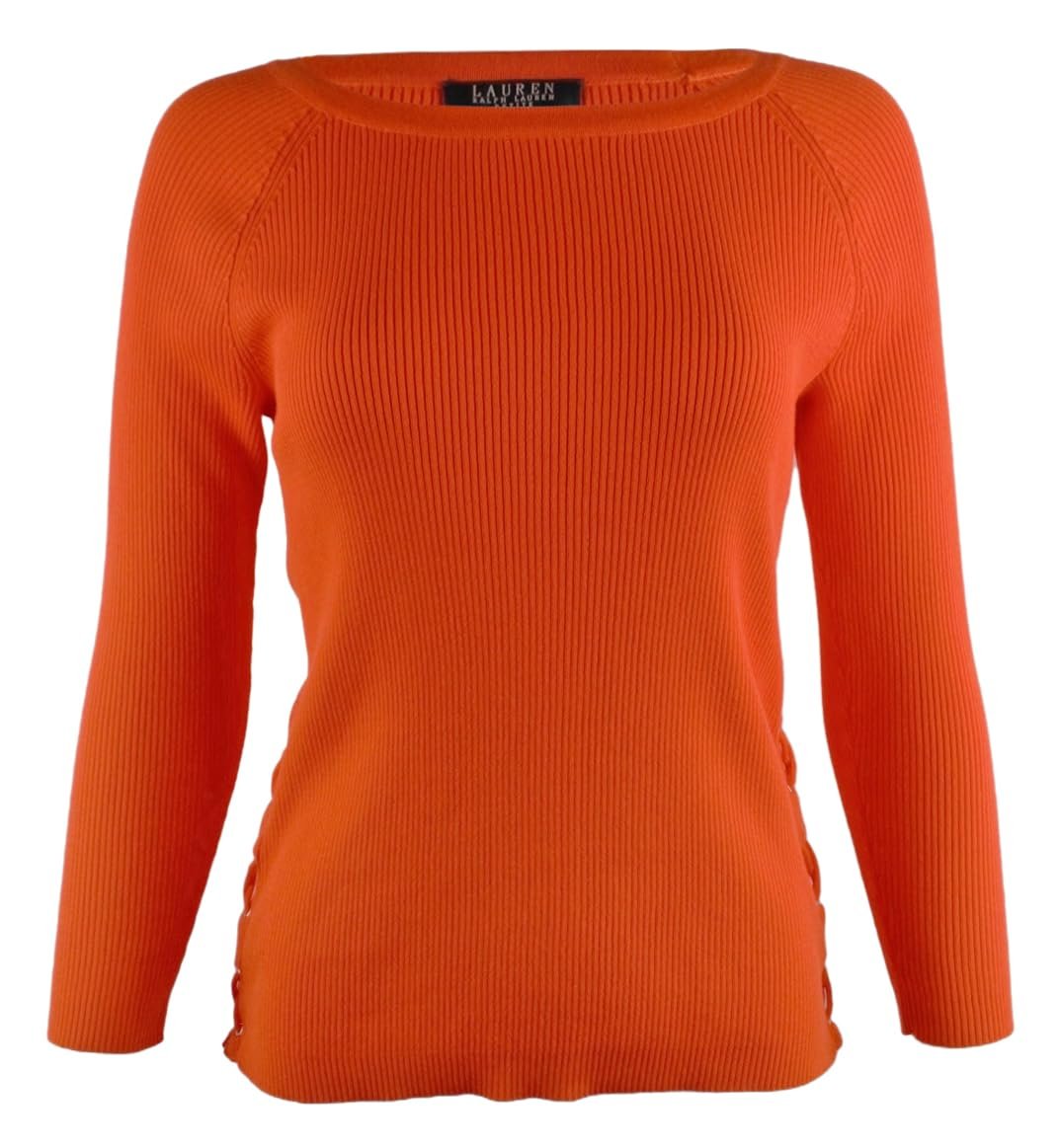 Lauren Ralph Lauren womens Lace Up Sides Ribbed Sweater