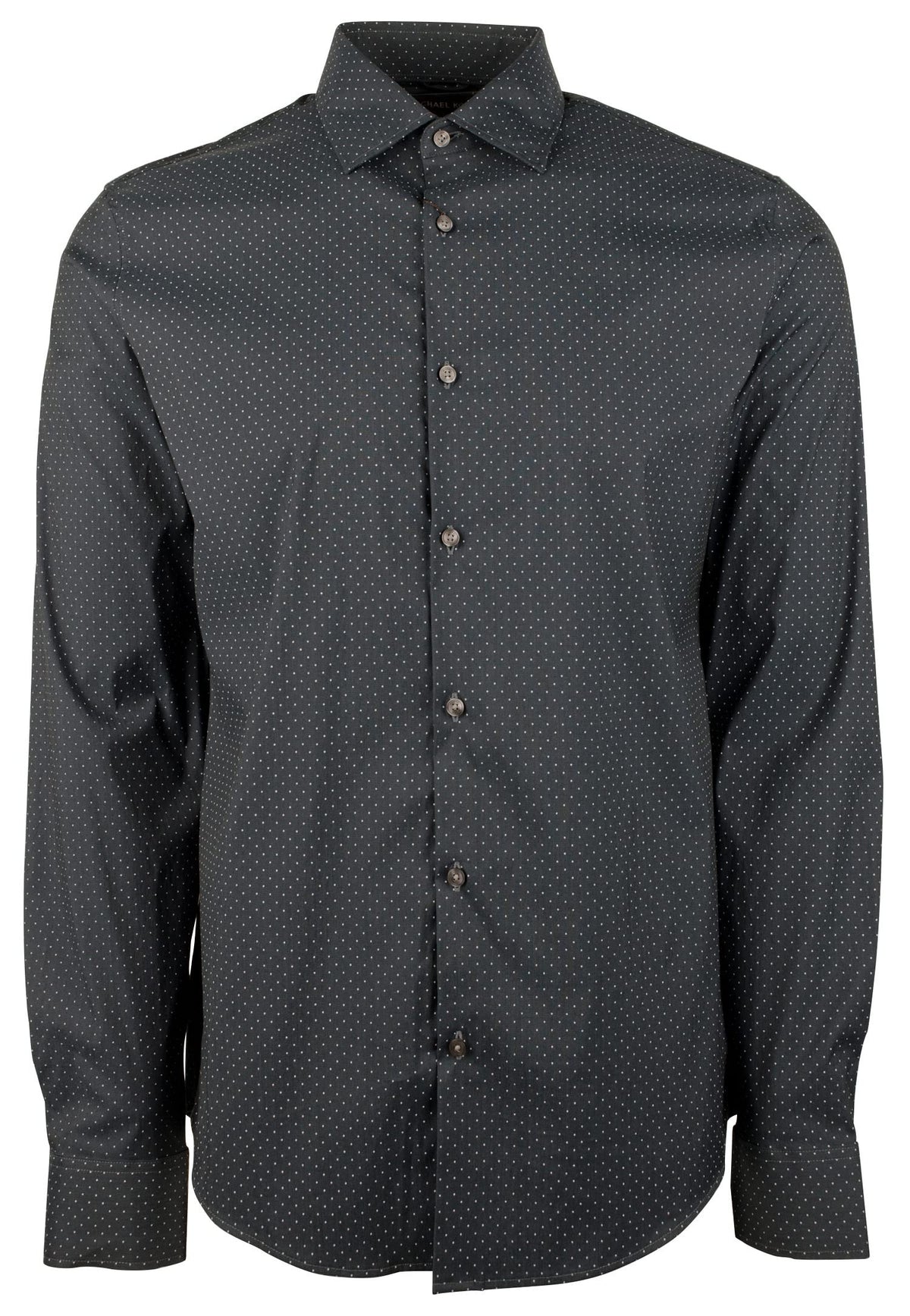Men's Slim Fit Dot Print Long Sleeves Shirt-DM-Medium Dark Midnight