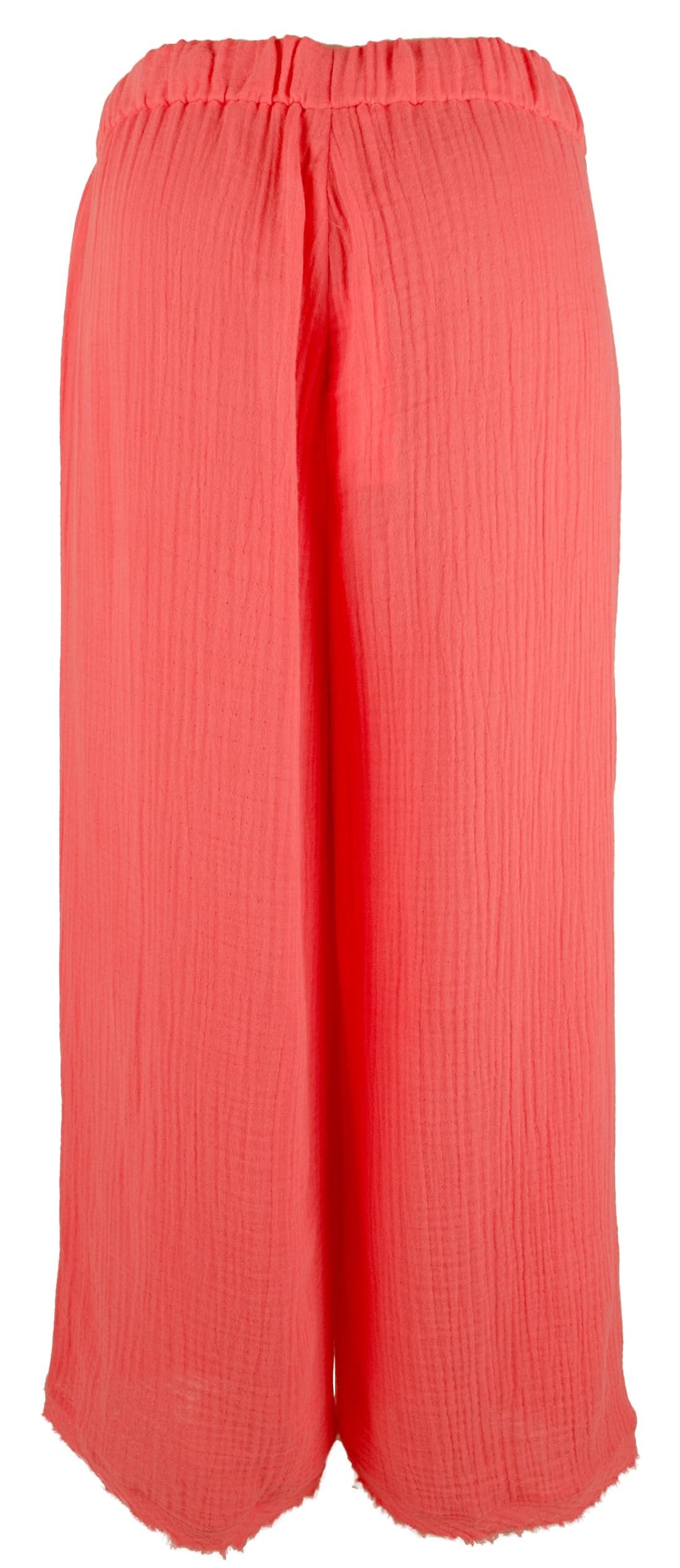 Eileen Fisher Women's Organic Cotton Gauze Wide Leg Cropped Pants Watermelon X-Small