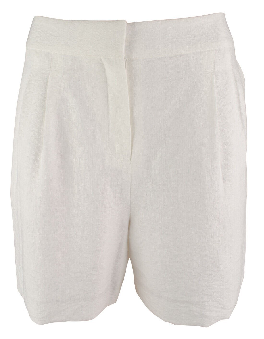 Vince Camuto Women's Plus Size Rumple Twill Mid Rise Pocketed Short Ivory