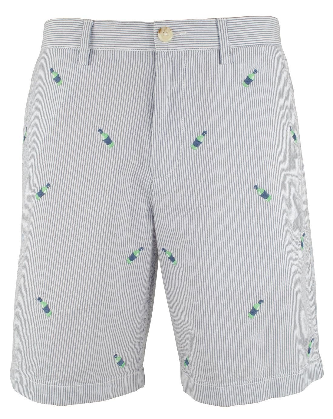 Pantalón corto Skipjack de seersucker con bordado de botellas para hombre de Southern Tide, talla 32