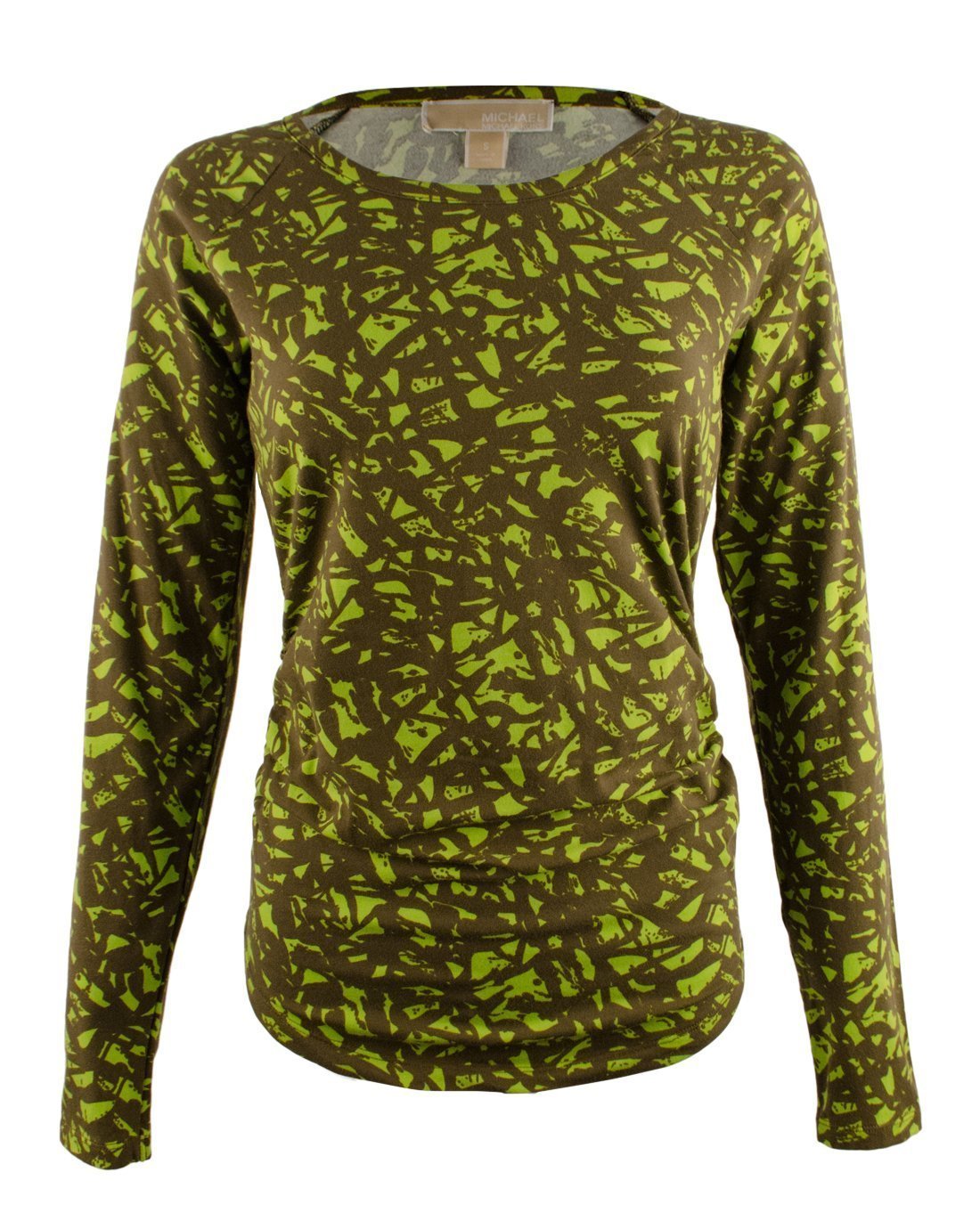 Michael Kors Women's Long Sleeve Shirred Crackle Print Top