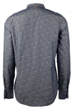Hugo Boss Men's Orange Label EdoslimE Slim Fit Floral Button Down Shirt Medium Blue