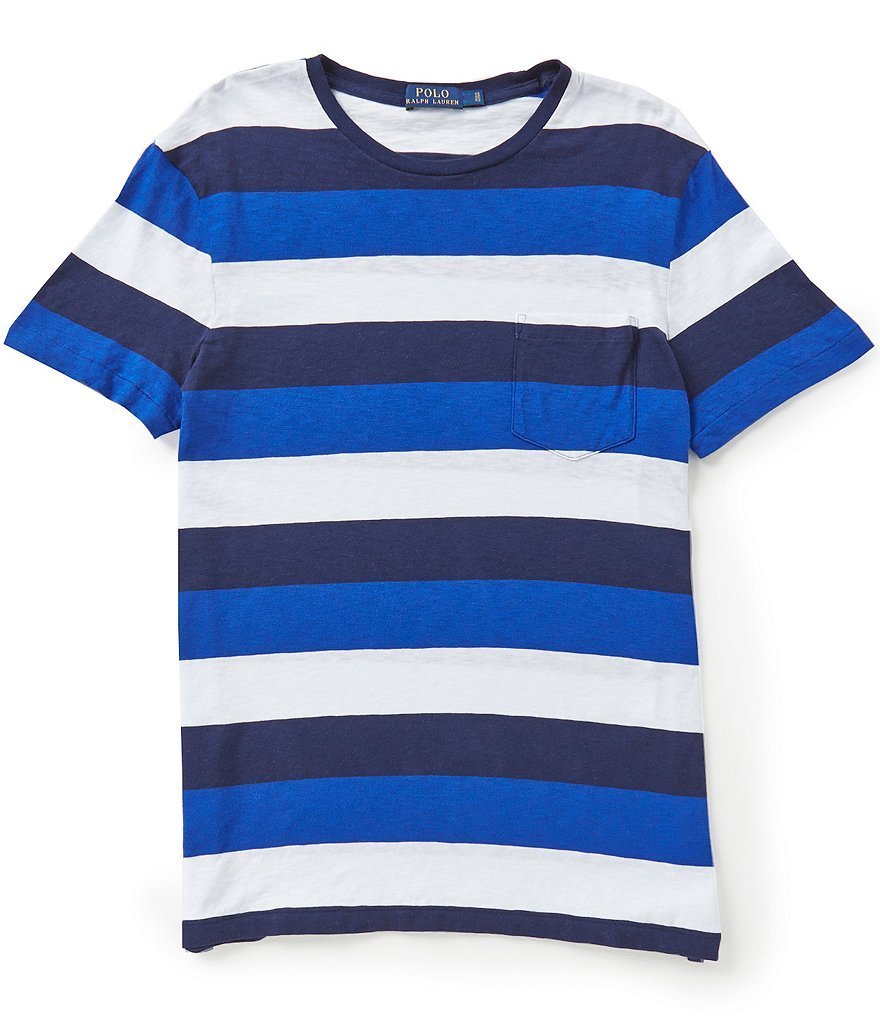 Polo Ralph Lauren Men's Striped Custom Fit Cotton T-Shirt, Cruise Navy Multi (Medium)