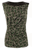 Michael Kors Women's Faux Leather Yoke Printed Tank Top Shirt