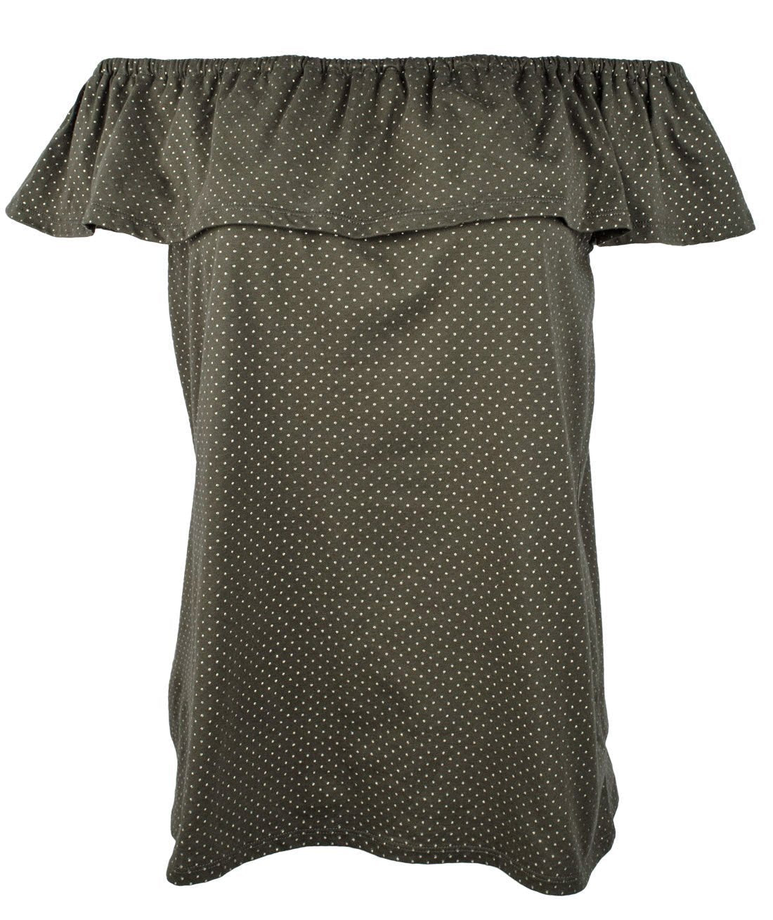 MICHAEL Michael Kors Womens Off Shoulder Flounce Top Ivy SM