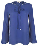 Michael Michael Kors Women's Embellished Grommet Tie Neck Top