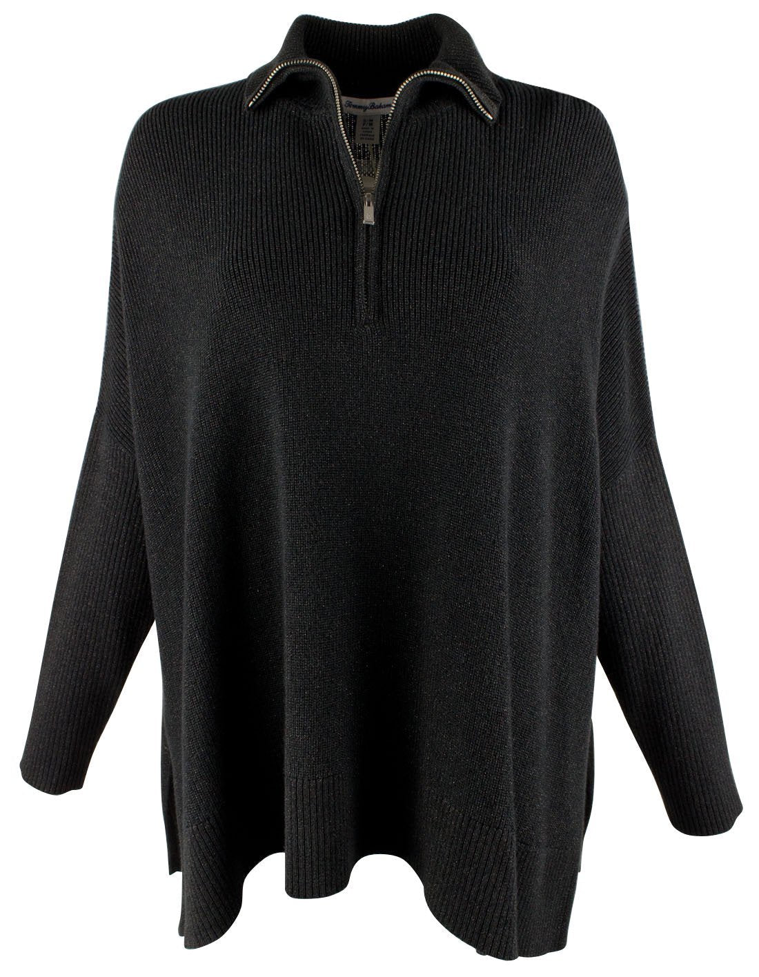 Tommy Bahama Women's Shimmer Bonita Half Zip Long Sleeved Poncho Top-B-L/XL