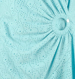 Women's Plus Size Paisley Short Flutter Dress 3X Turquoise