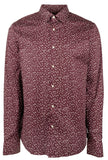 Michael Kors Men's Slim Fit Printed Long Sleeves Shirt-C-X-Large Cordovan