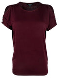 Lauren Ralph Lauren Women's Petite Cutout Button Shoulder Jersey Top