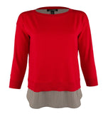Petite Women's Contrast Layered Crewneck Sweater-FR-PXS