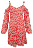 Michael Michael Kors womens Lydia Floral Print Cold Shoulder Chain Strap Dress